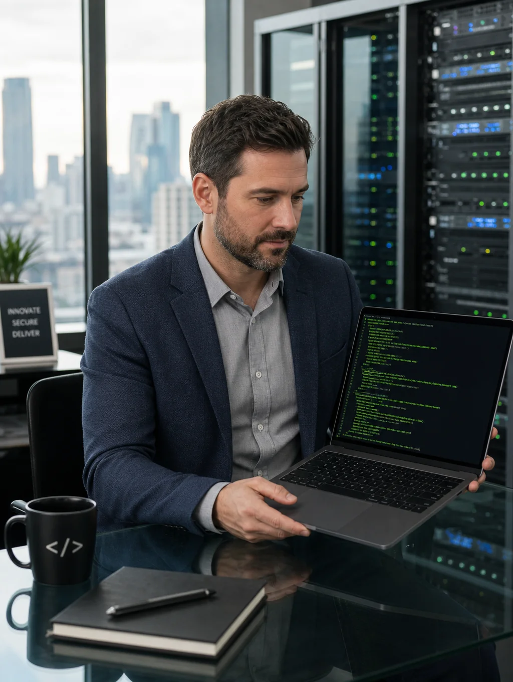 Technical Architect Marcus Thorne at his station