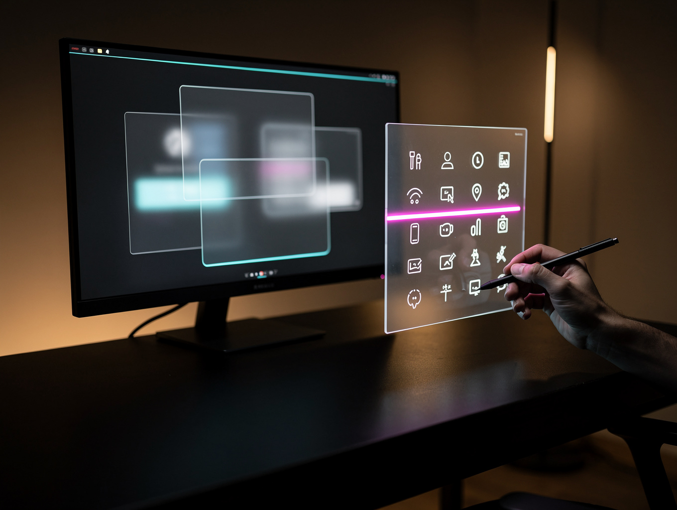 Designer working on dark mode streaming interface